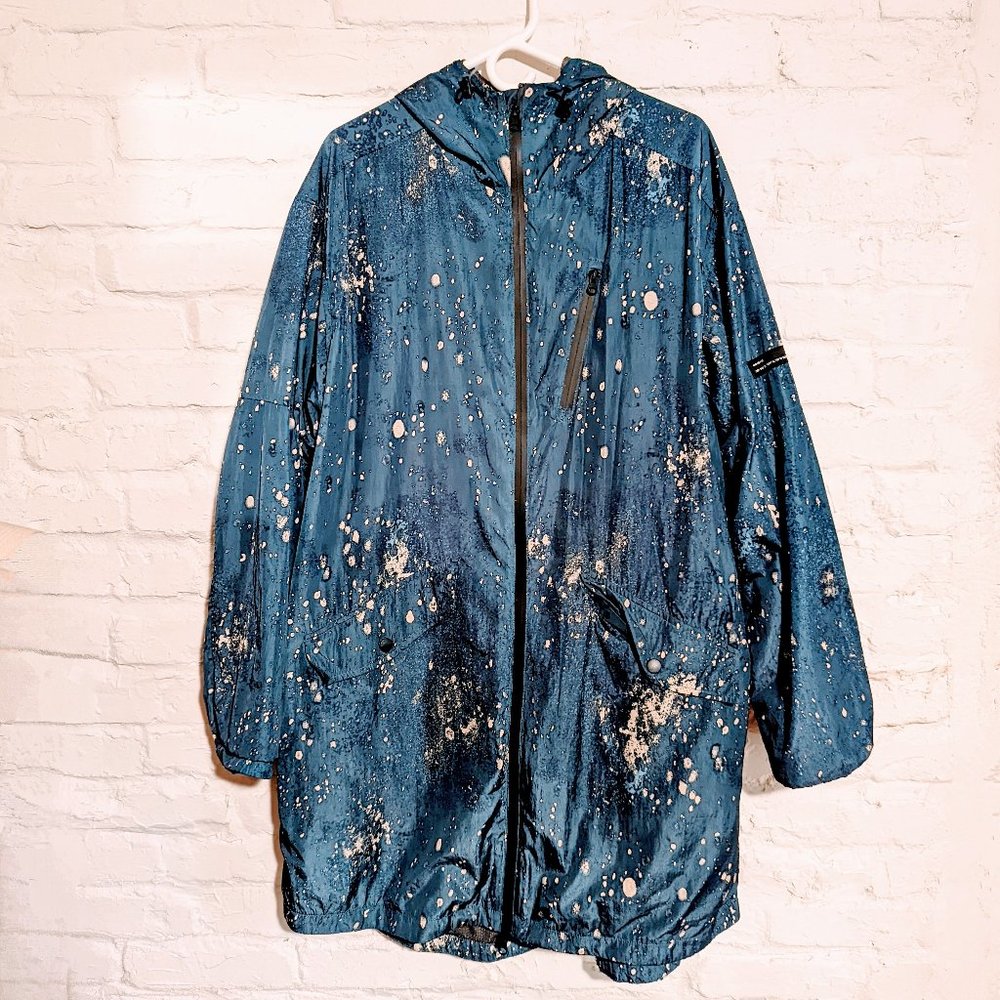 Acid Wash Print Rain Coat